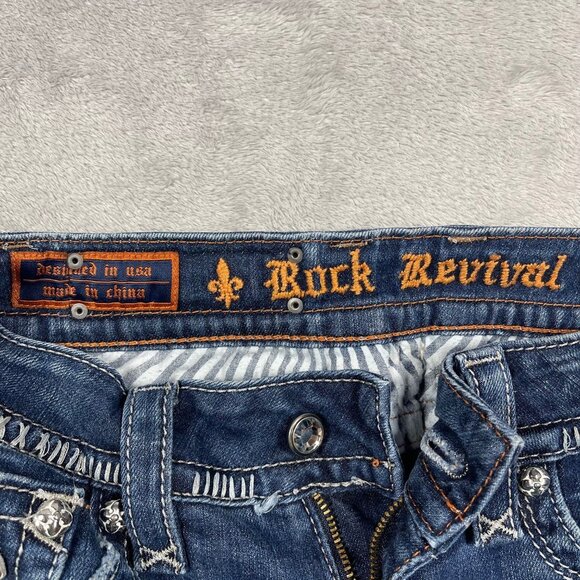 Rock Revival Celine Boot Cut Jeans Womens Size 26 Dark Wash Denim Flap Pocket - Picture 5 of 13